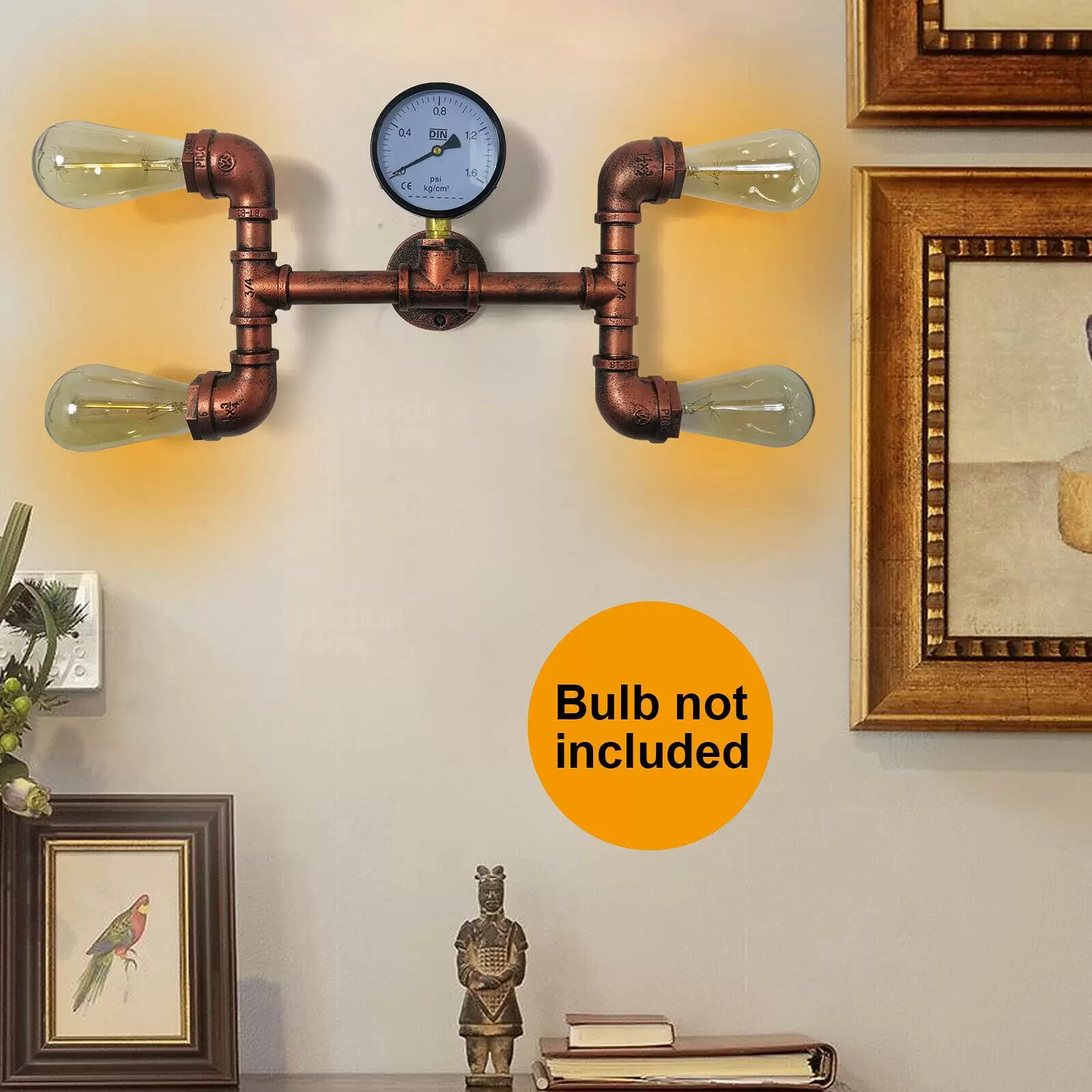 4 Kopf Antiquität Retro Rostig Wandleuchte Eisenrohr Wasserrohr Wandlampe 220V
