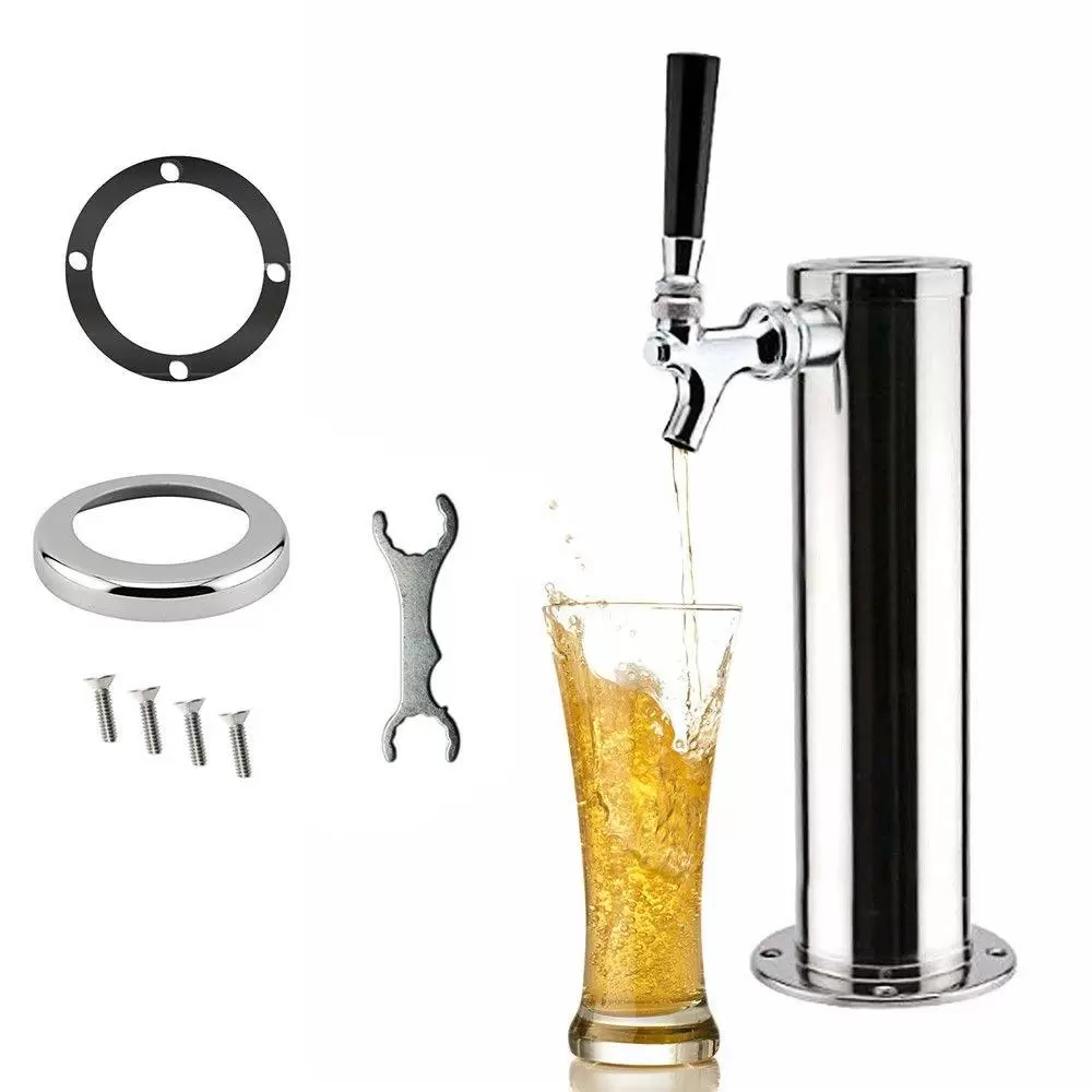 Silber Fassbierturm Draft Beer Tower Bierspender Edelstahl Homebrew Kegerator (3 Wasserhähne)