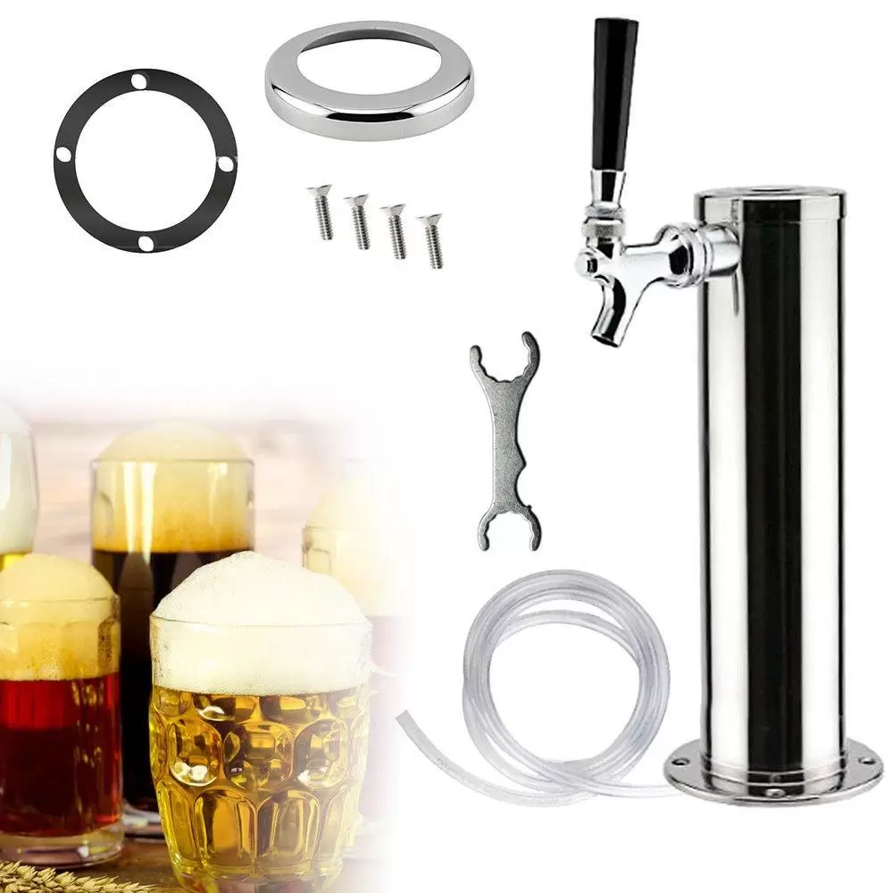 Silber Fassbierturm Draft Beer Tower Bierspender Edelstahl Homebrew Kegerator (3 Wasserhähne) Silber Fassbierturm Draft Beer Tower Bierspender Edelstahl Homebrew Kegerator (3 Wasserhähne)
