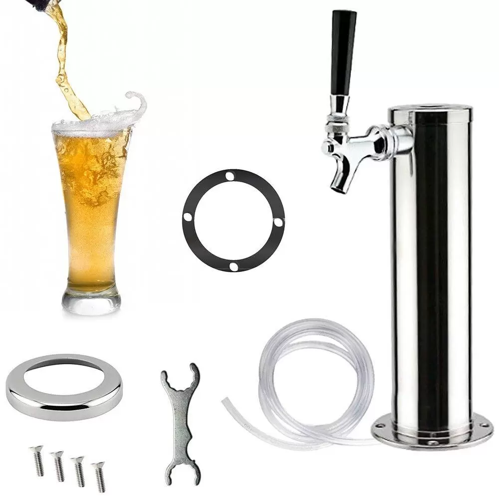 Silber Fassbierturm Draft Beer Tower Bierspender Edelstahl Homebrew Kegerator (3 Wasserhähne) Silber Fassbierturm Draft Beer Tower Bierspender Edelstahl Homebrew Kegerator (3 Wasserhähne)