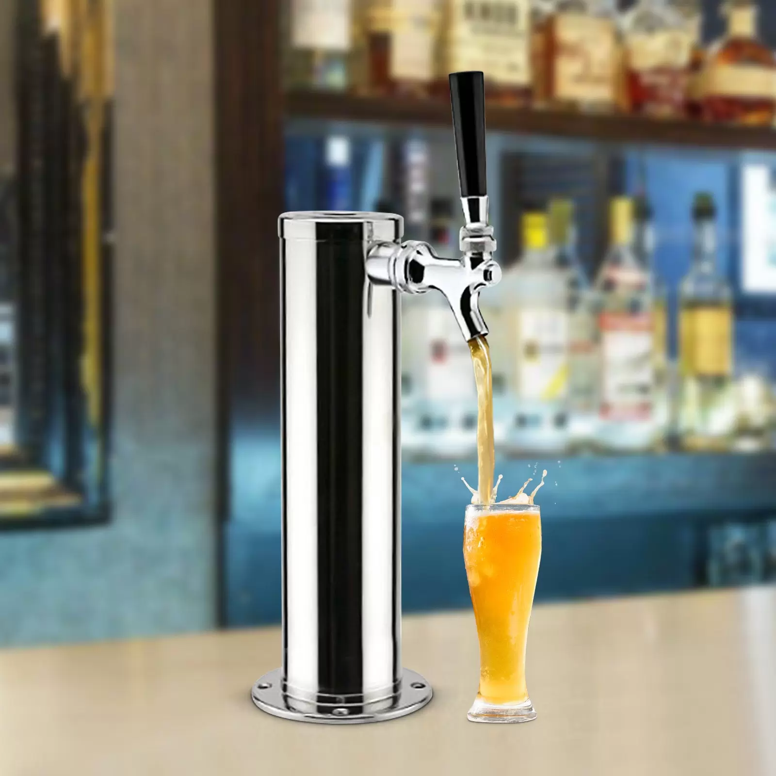Silber Fassbierturm Draft Beer Tower Bierspender Edelstahl Homebrew Kegerator (3 Wasserhähne) Silber Fassbierturm Draft Beer Tower Bierspender Edelstahl Homebrew Kegerator (3 Wasserhähne)