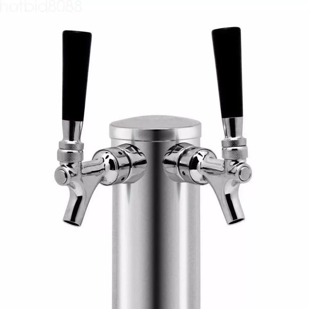 2 Hähne Edelstahl Biersäule Biertürme Getränkespender Bierturm mit 2 Zapfhahn Silber