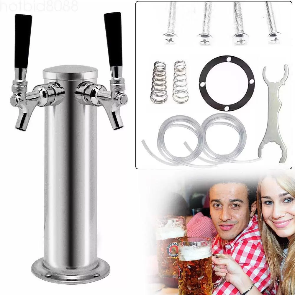 2 Hähne Edelstahl Biersäule Biertürme Getränkespender Bierturm mit 2 Zapfhahn Silber 2 Hähne Edelstahl Biersäule Biertürme Getränkespender Bierturm mit 2 Zapfhahn Silber