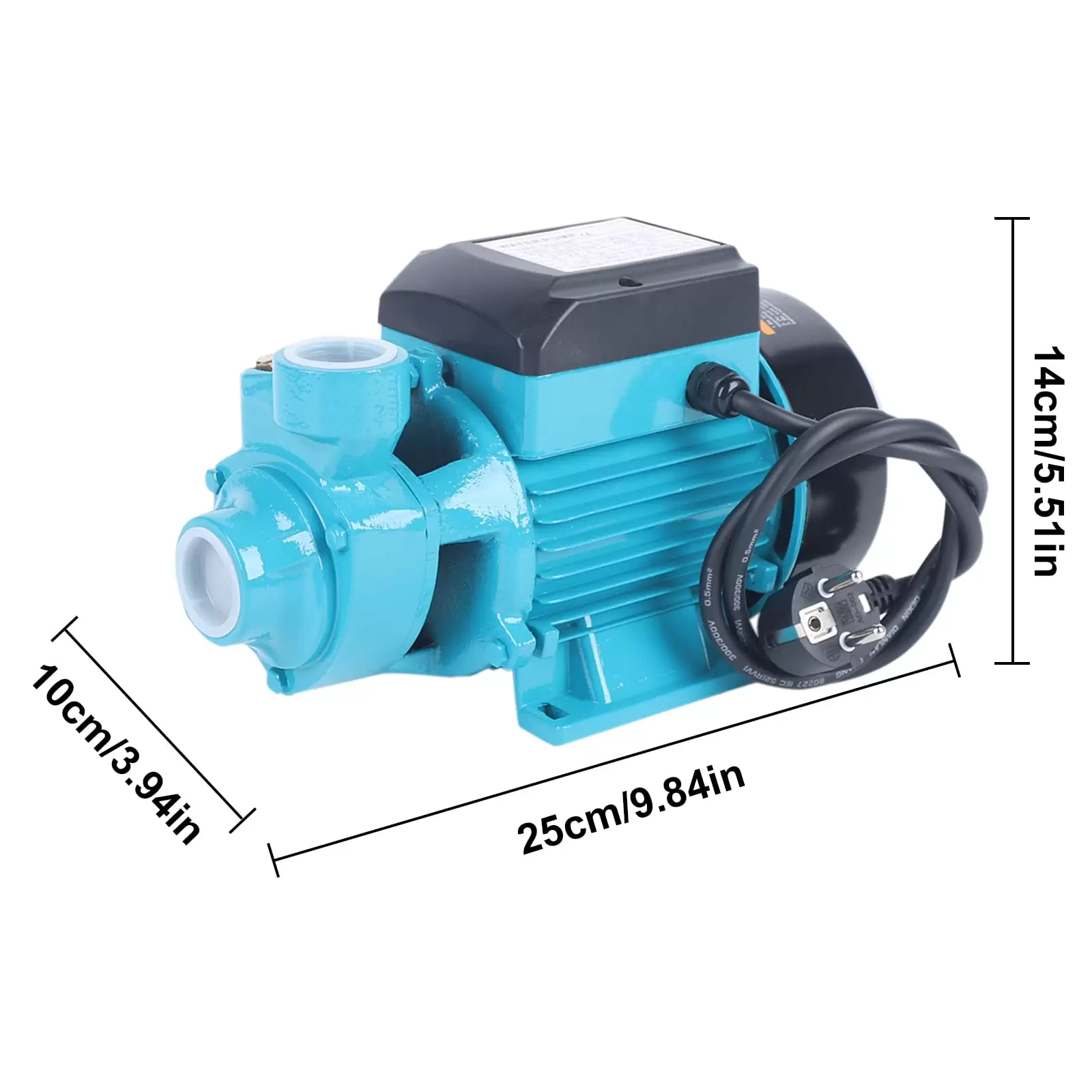 Wasserpump Umwälzpumpe - Umwälzpumpe Gartenpumpe mit umlaufendem Flügelrad 2000 l/h 370 W Edelstahlgehäuse für Sauberes Wasser
