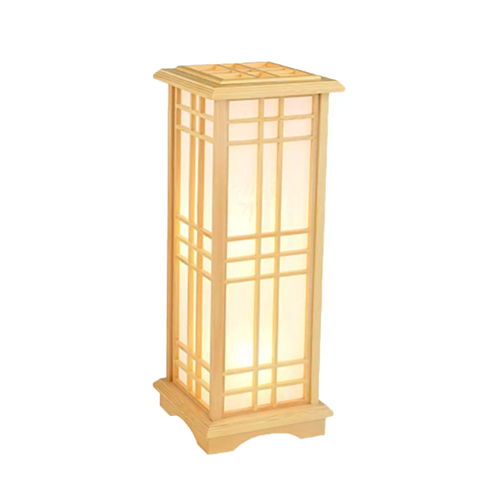 220 V Japanische Stehlampe Kiefer Tischlampe mit Lampenrahmen aus Holz und Lampenschirm aus Schaffellimitat Nachttischlampe