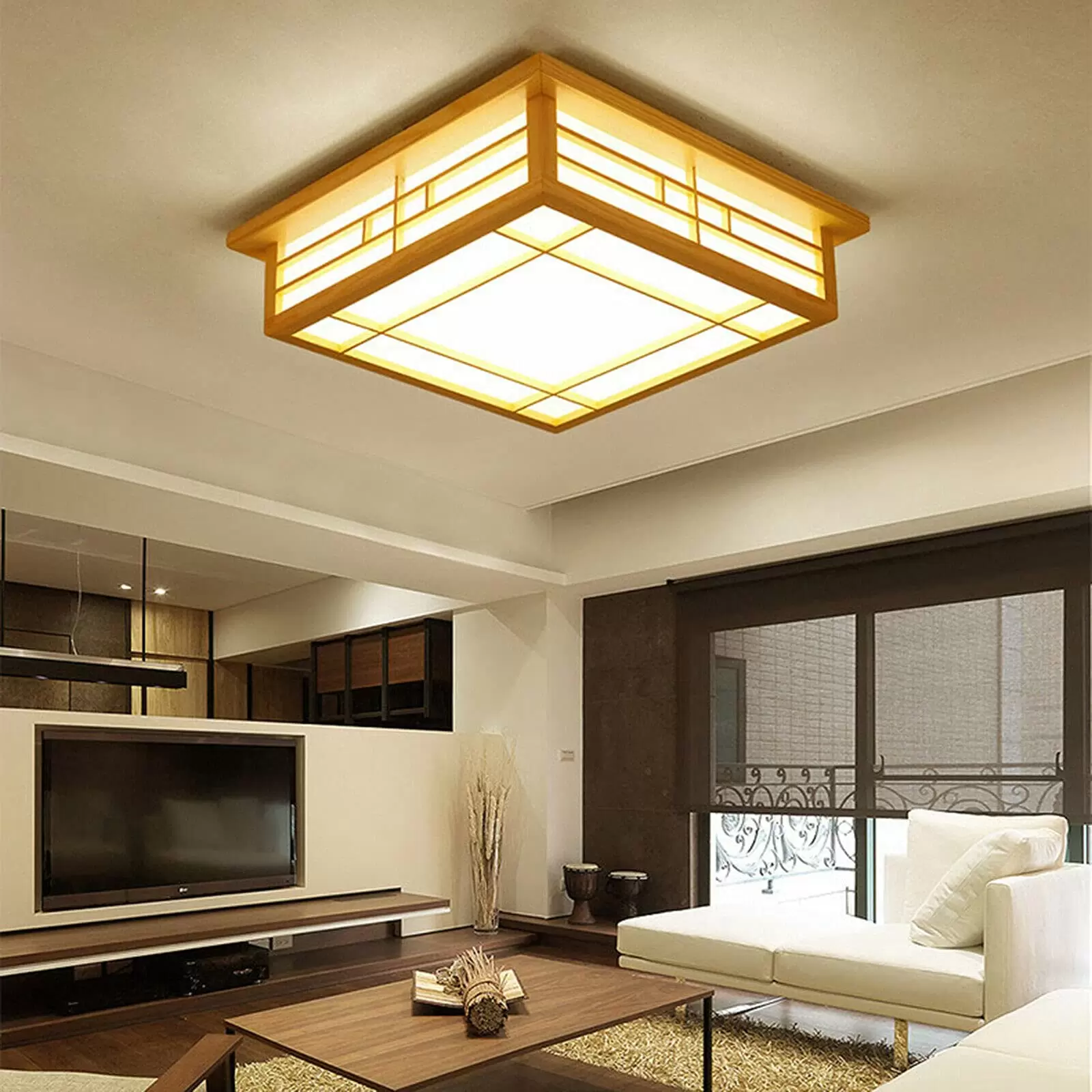 LED Deckenleuchte Licht Holz Kronleuchter Deckenlampe Beleuchtung Schlafzimmer Tool 220V