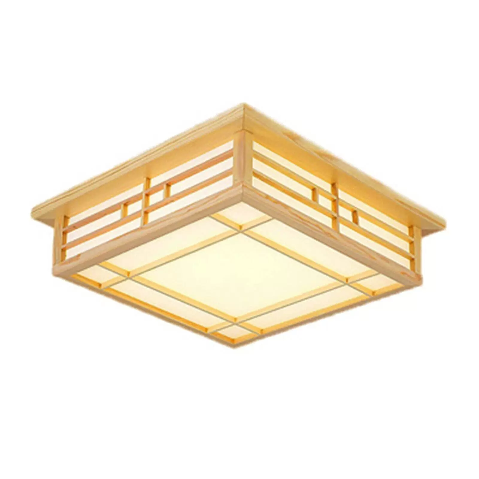 LED Deckenleuchte Massivholz Feuerbeständig Japanisch Tatami Licht(45*45cm, Nur Warmes Licht)
