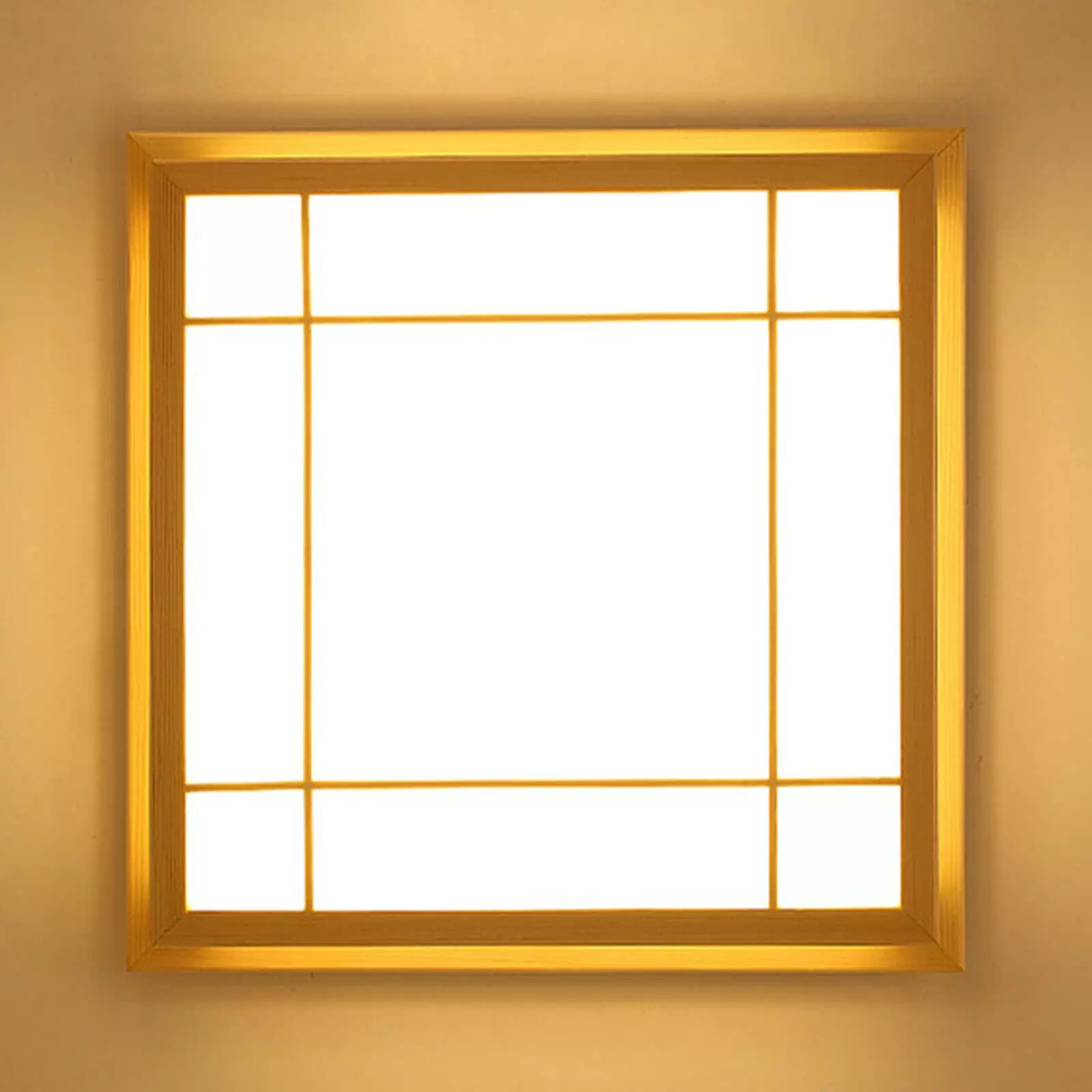 LED Deckenleuchte Massivholz Feuerbeständig Japanisch Tatami Licht(45*45cm, Nur Warmes Licht)