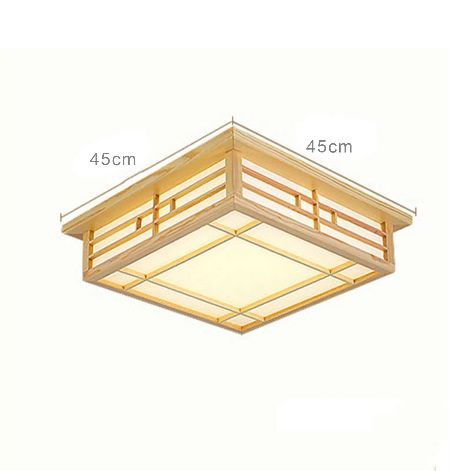 LED Deckenleuchte Massivholz Feuerbeständig Japanisch Tatami Licht(45*45cm, Nur Warmes Licht)