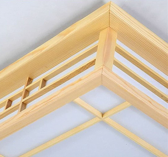 LED Deckenleuchte Massivholz Feuerbeständig Japanisch Tatami Licht(45*45cm, Nur Warmes Licht)