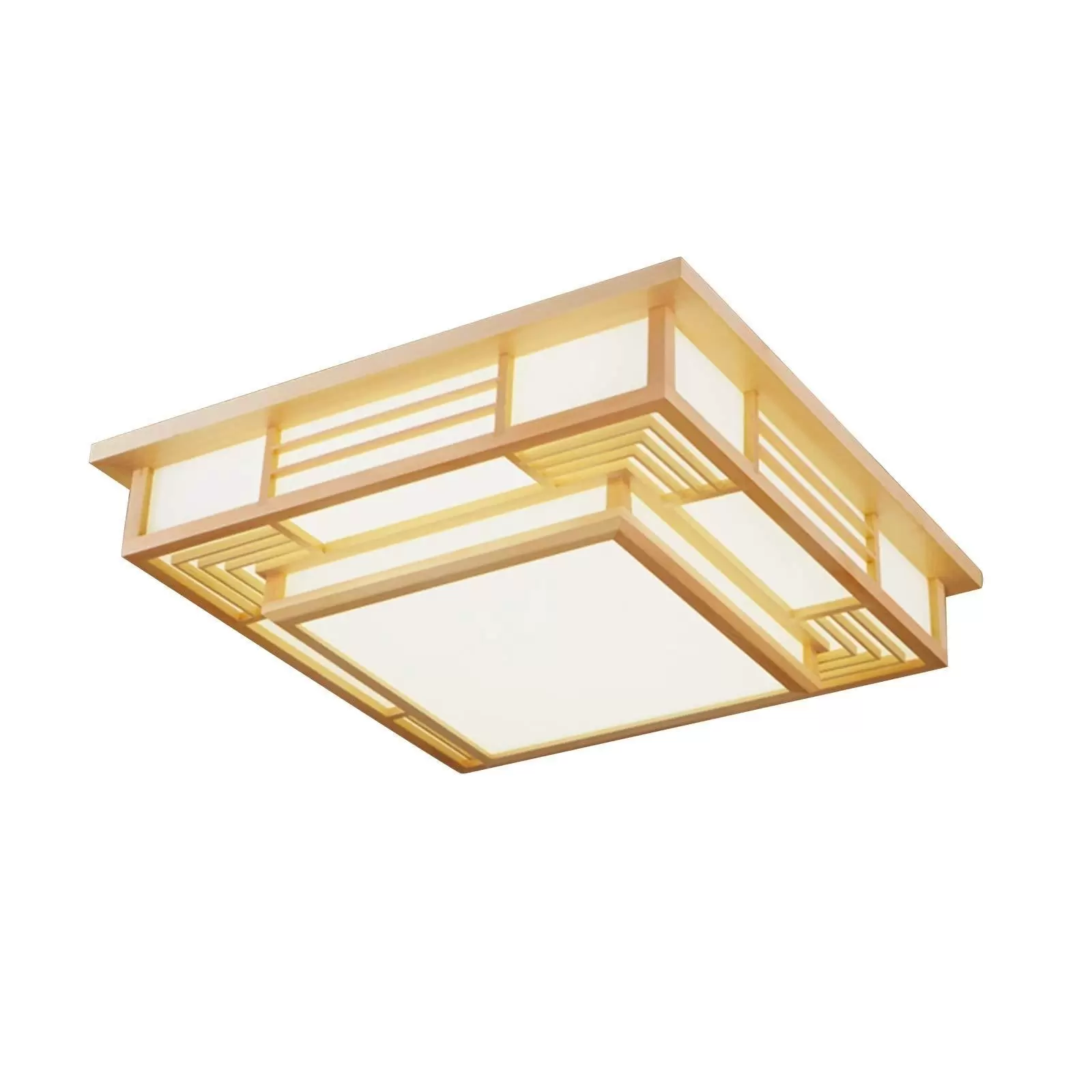 Massivholz Feuerbeständig Japanisch Tatami Licht Modern Deckenlampe PVC-Imitat-Schafsleder