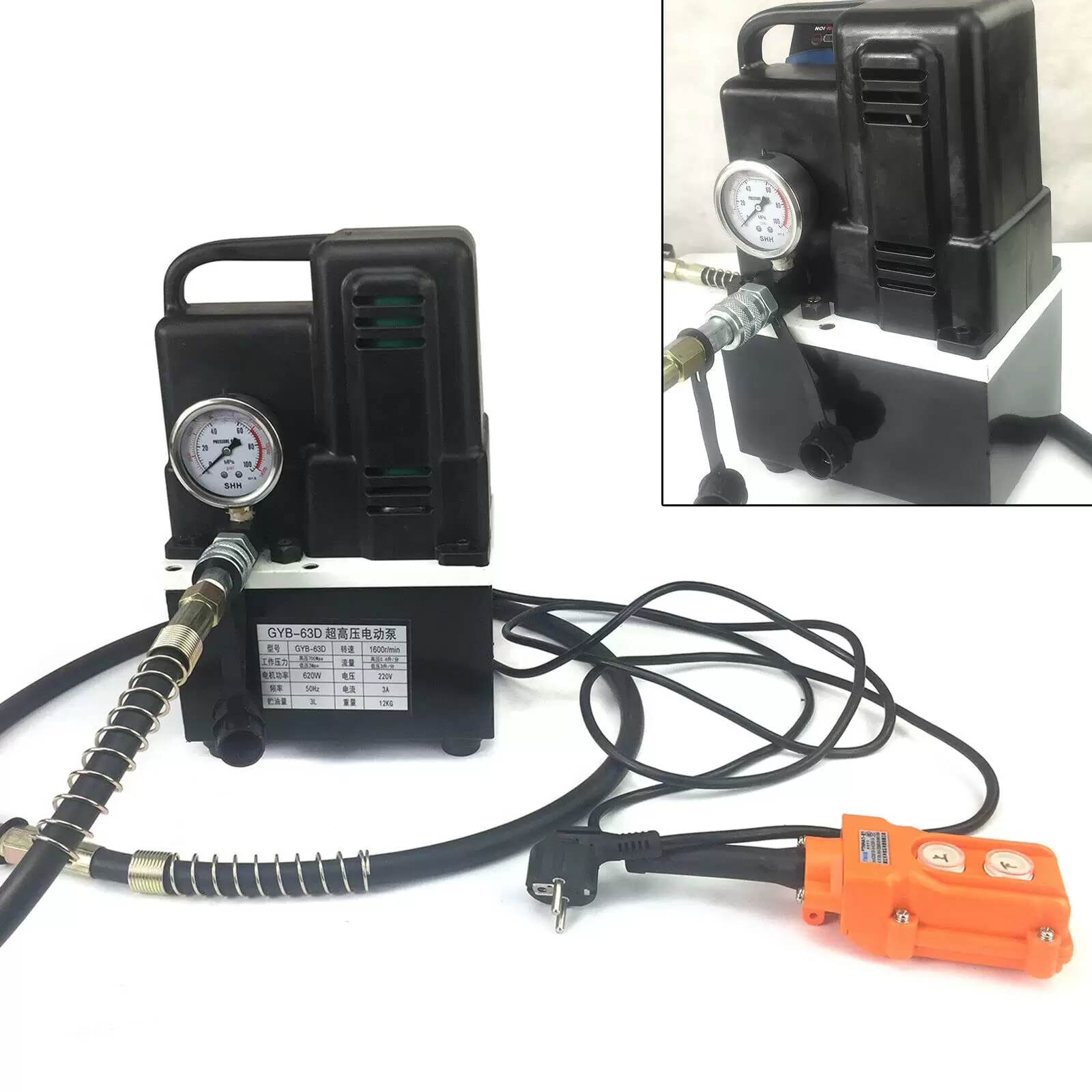 Elektrische Hydraulikpumpe 700Bar Elektrohydraulikpumpe mit Magnet-Ventil Hydraulikaggregat Hydraulikmotor Pumpe