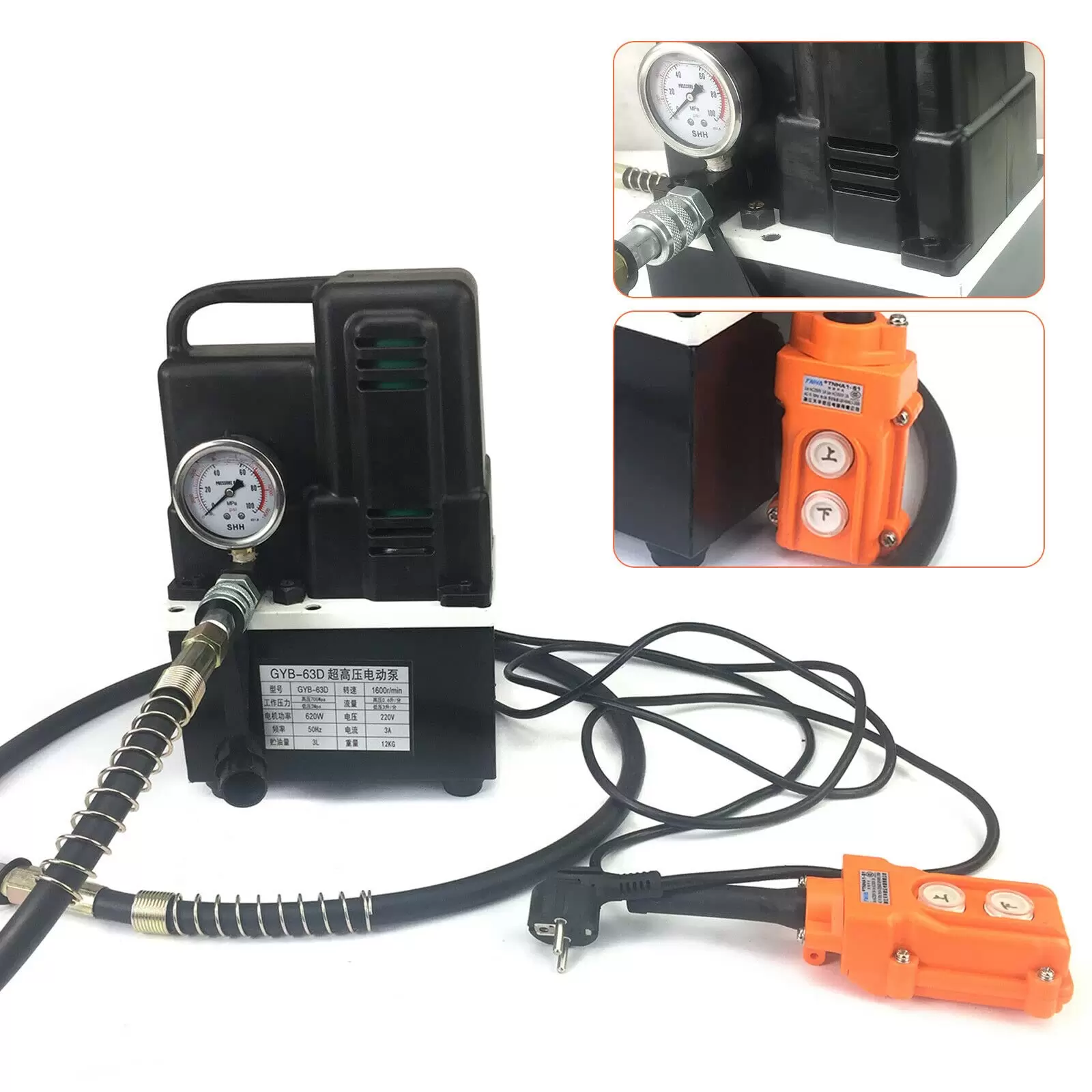 Elektrische Hydraulikpumpe 700Bar Elektrohydraulikpumpe mit Magnet-Ventil Hydraulikaggregat Hydraulikmotor Pumpe