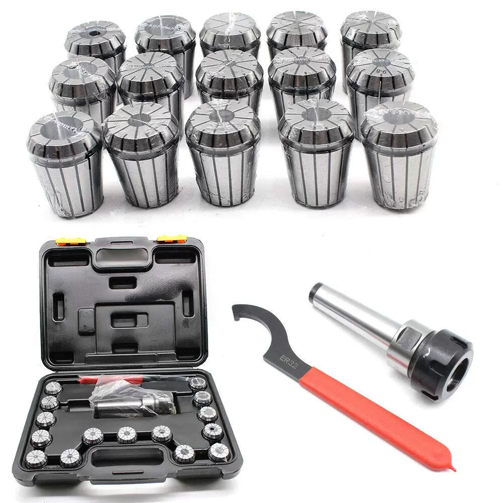 15-TLG ER32 470E Spannzangen Set mit Spannzangenfutter 2-20mm MK3 M12+ Schlüssel