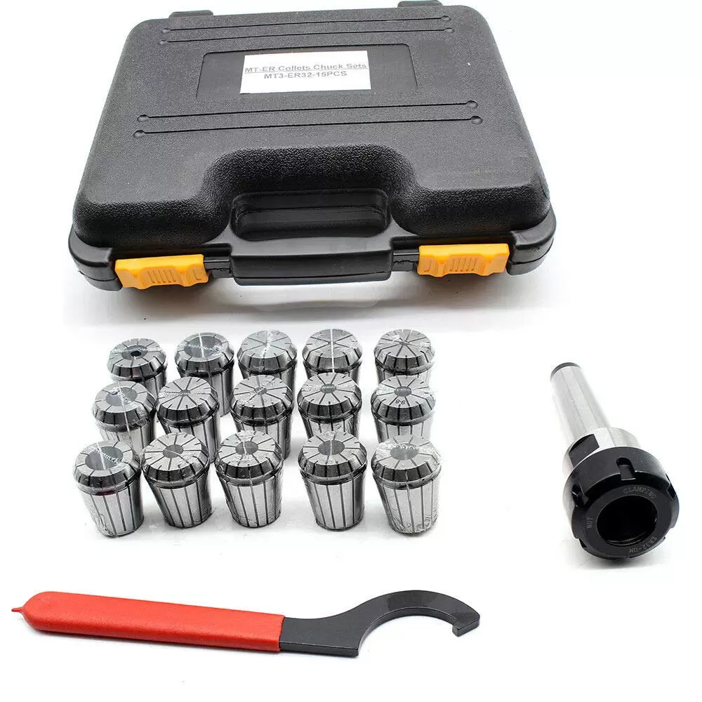15-TLG ER32 470E Spannzangen Set mit Spannzangenfutter 2-20mm MK3 M12+ Schlüssel