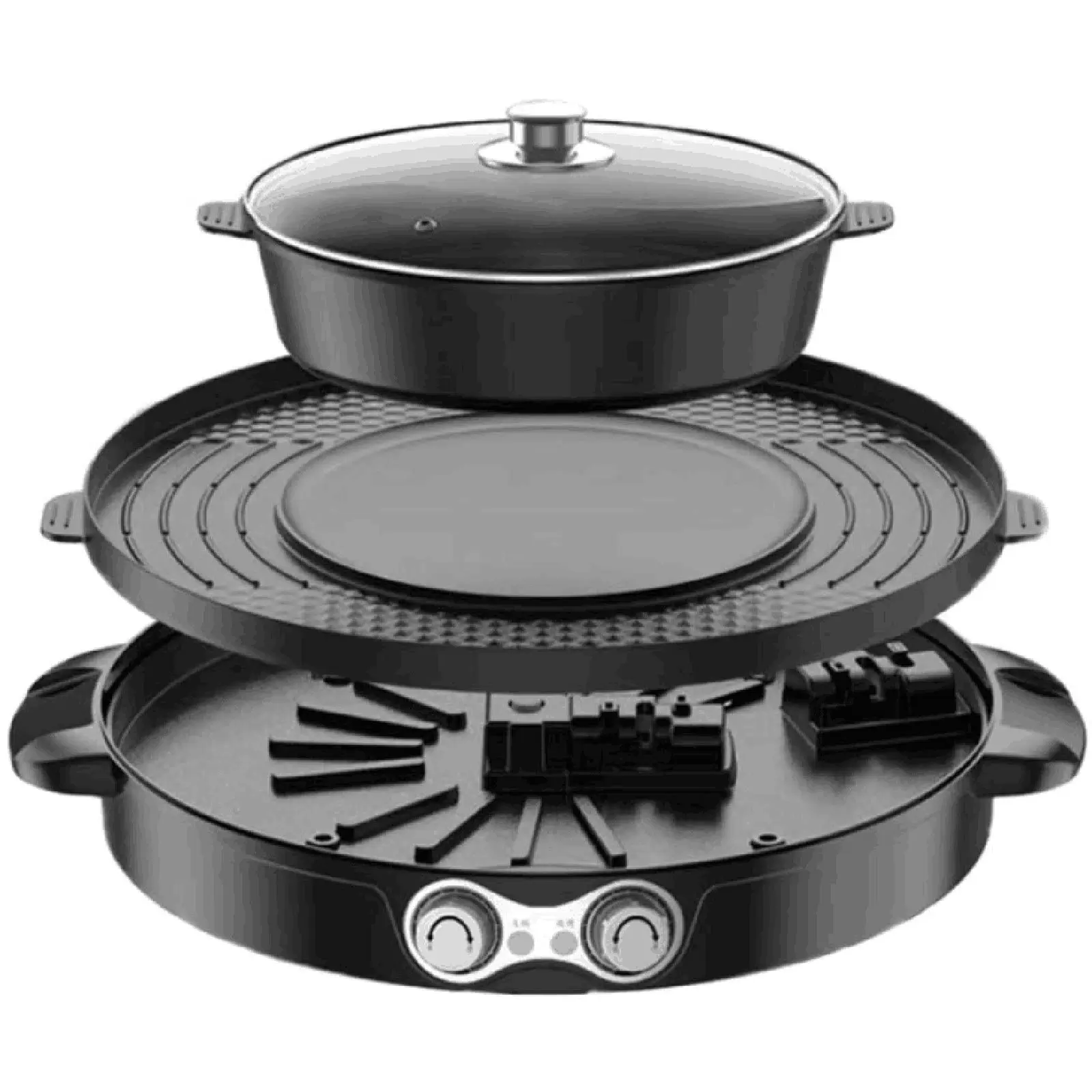 2 IN1 2200W Elektrische Hot Pots Elektro Grillpfanne Doppelte Trennung Multifunktion 2 IN1 2200W Elektrische Hot Pots Elektro Grillpfanne Doppelte Trennung Multifunktion