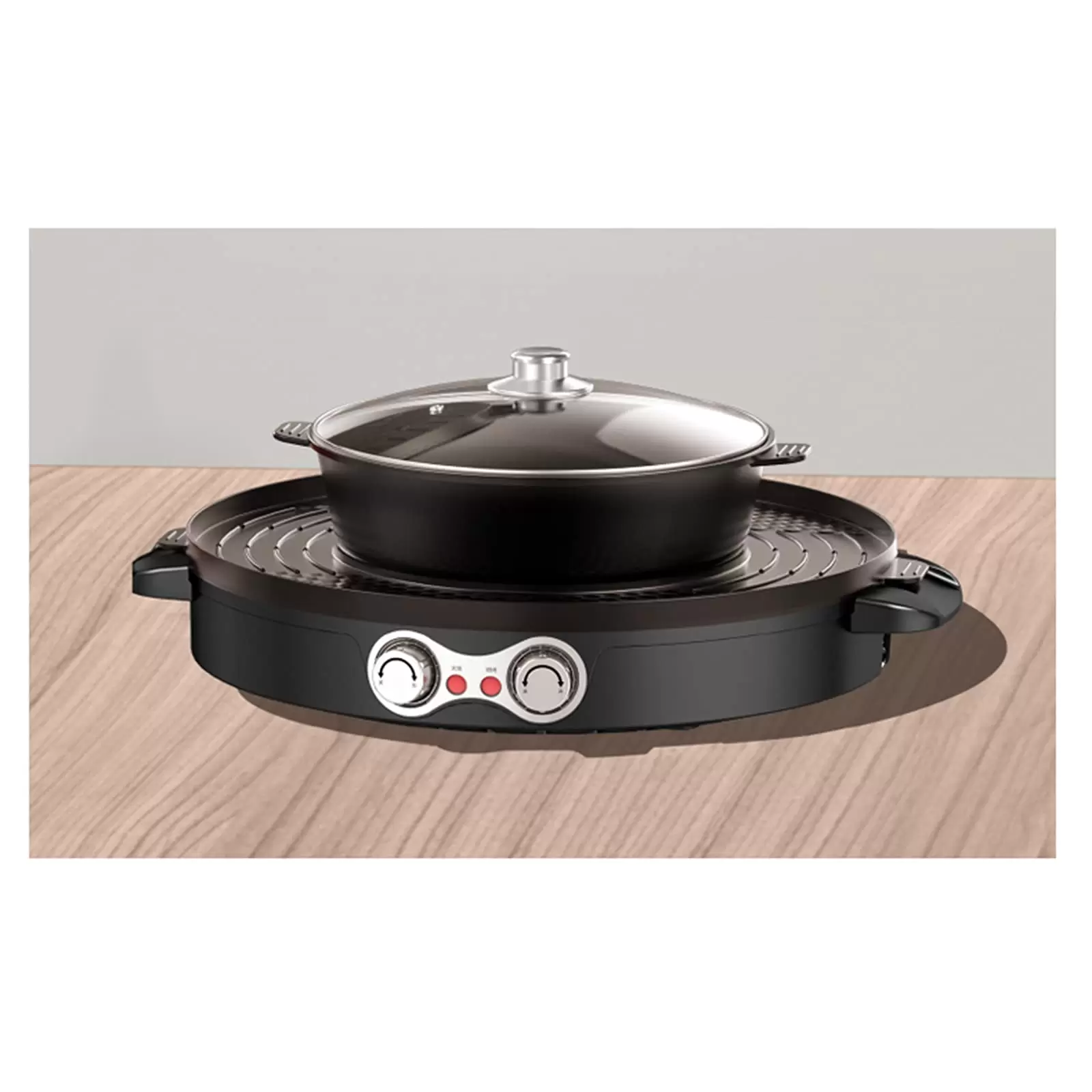 2 IN1 2200W Elektrische Hot Pots Elektro Grillpfanne Doppelte Trennung Multifunktion 2 IN1 2200W Elektrische Hot Pots Elektro Grillpfanne Doppelte Trennung Multifunktion