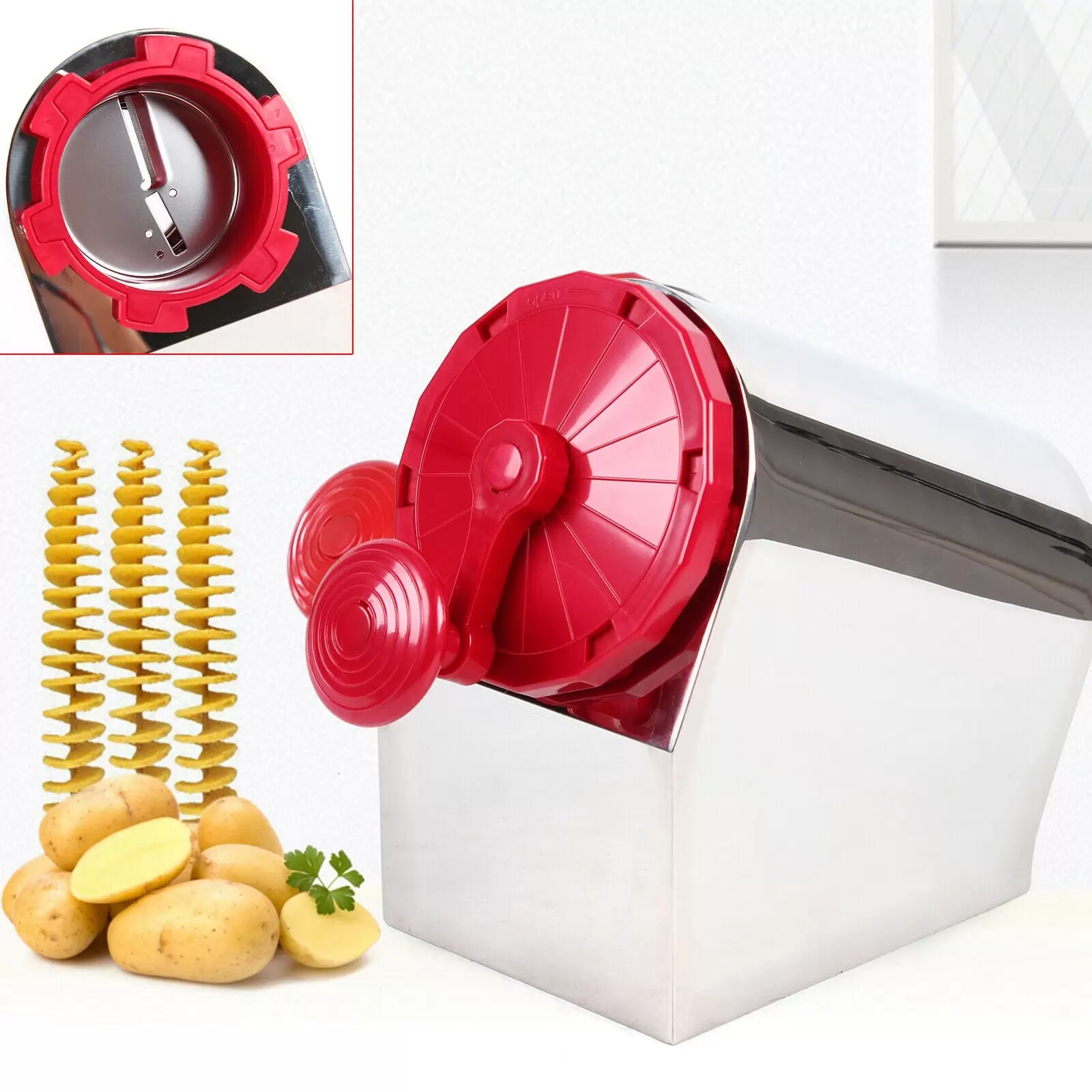 Handbetriebene Kartoffelturmmaschine Kartoffel Gemüse Spiralschneider Edelstahl