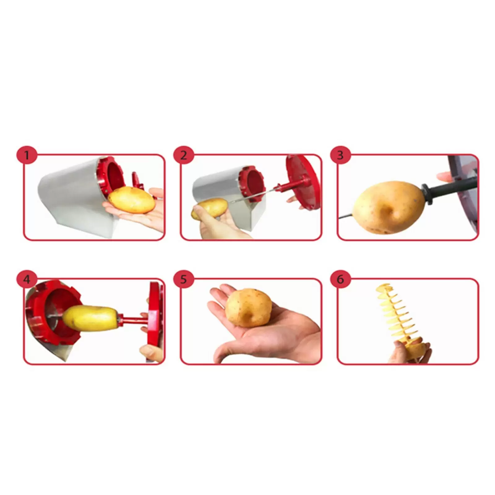 Handbetriebene Kartoffelturmmaschine Kartoffel Gemüse Spiralschneider Edelstahl Handbetriebene Kartoffelturmmaschine Kartoffel Gemüse Spiralschneider Edelstahl