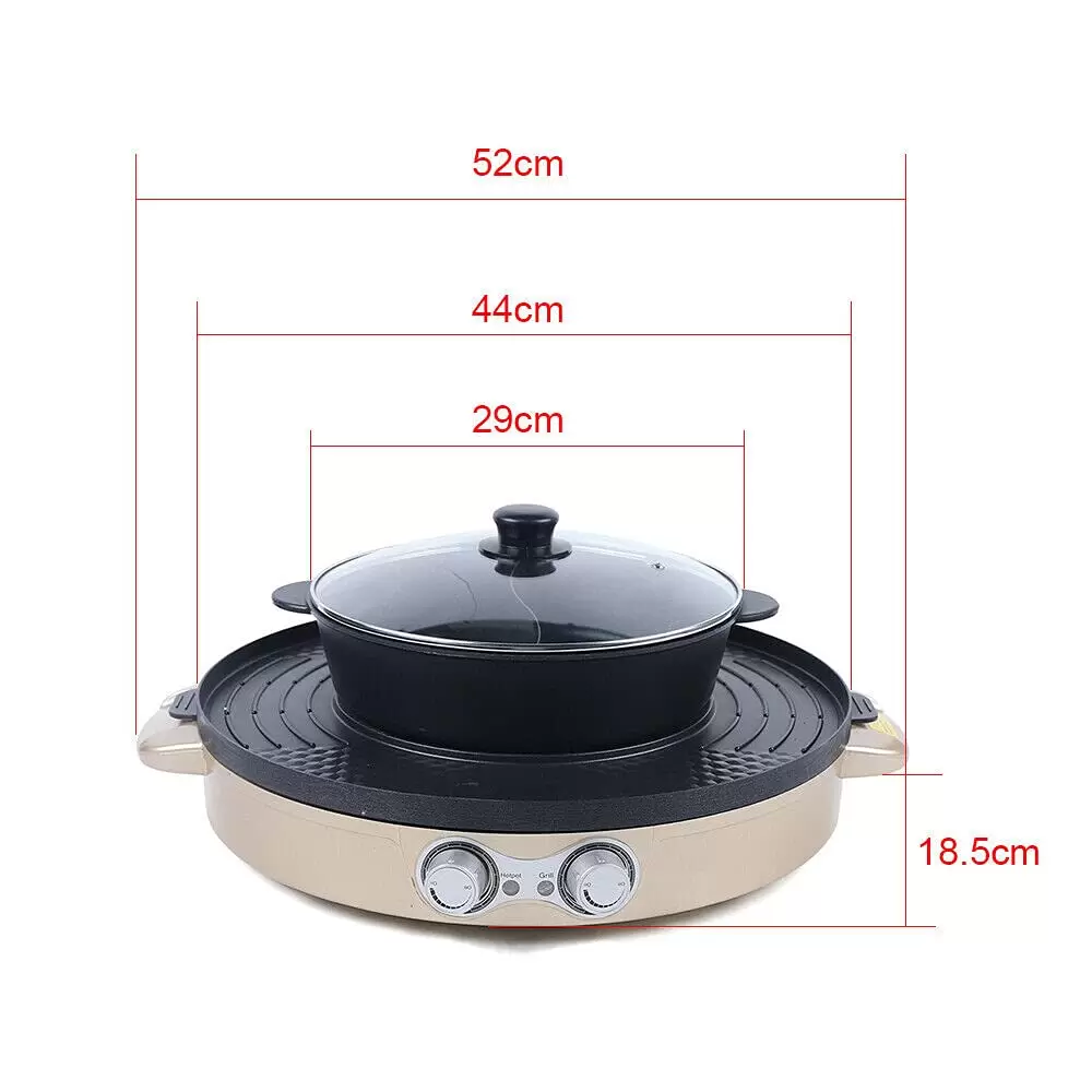 2in1 Elektrische Hot Pots+Grillpfanne Multifunktions Grillplatte Heißen Topf Antihaft Mandarinente Topf