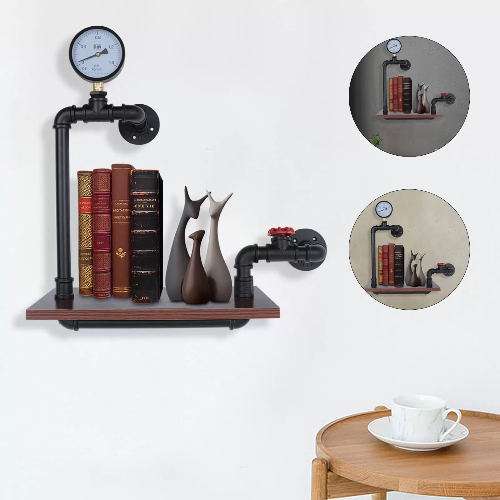 Industrie Rohrhalter Wandregal Hängeregal Bücherregal Wandboard Regal 40x57cm
