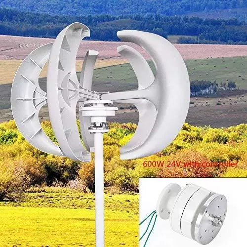 600W 24V Windkraftanlage Windturbine 5 Blätter Windkraftanlage mit Flanschplatte & Controller