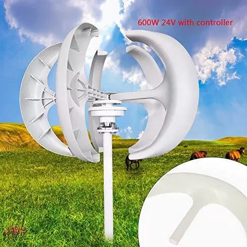 600W 24V Windkraftanlage Windturbine 5 Blätter Windkraftanlage mit Flanschplatte & Controller