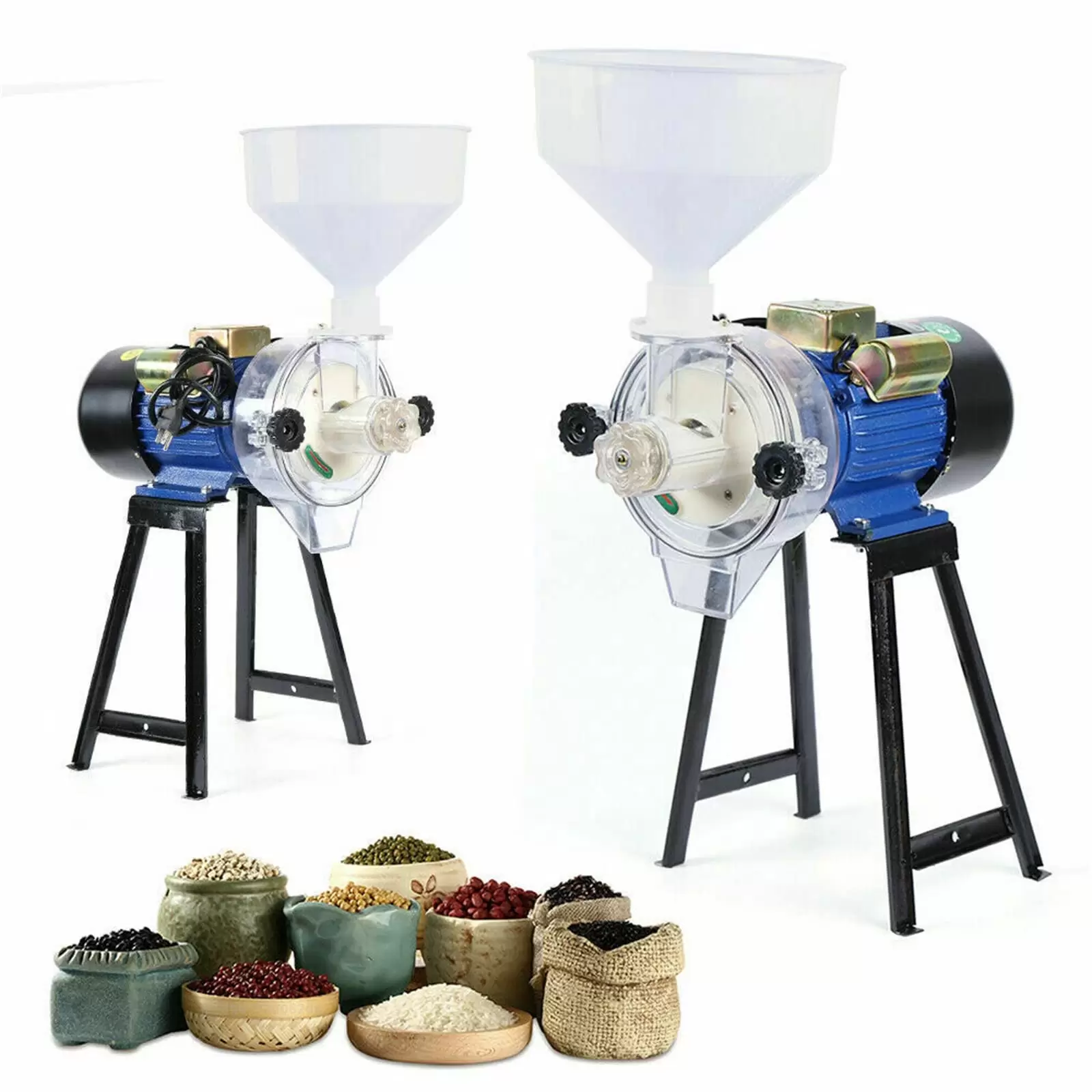 Elektrische Nassmahlmaschine Getreidemühle mit Trichter Malzmühle Korn Schleifer Eisenverzinktem 1400 U / min
