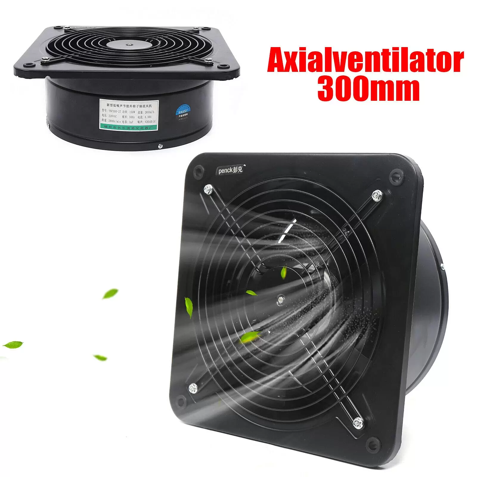 CNCEST 300mm Küchenabluftventilator Badlüfter mit Feuchtesensor Exhaust Fan