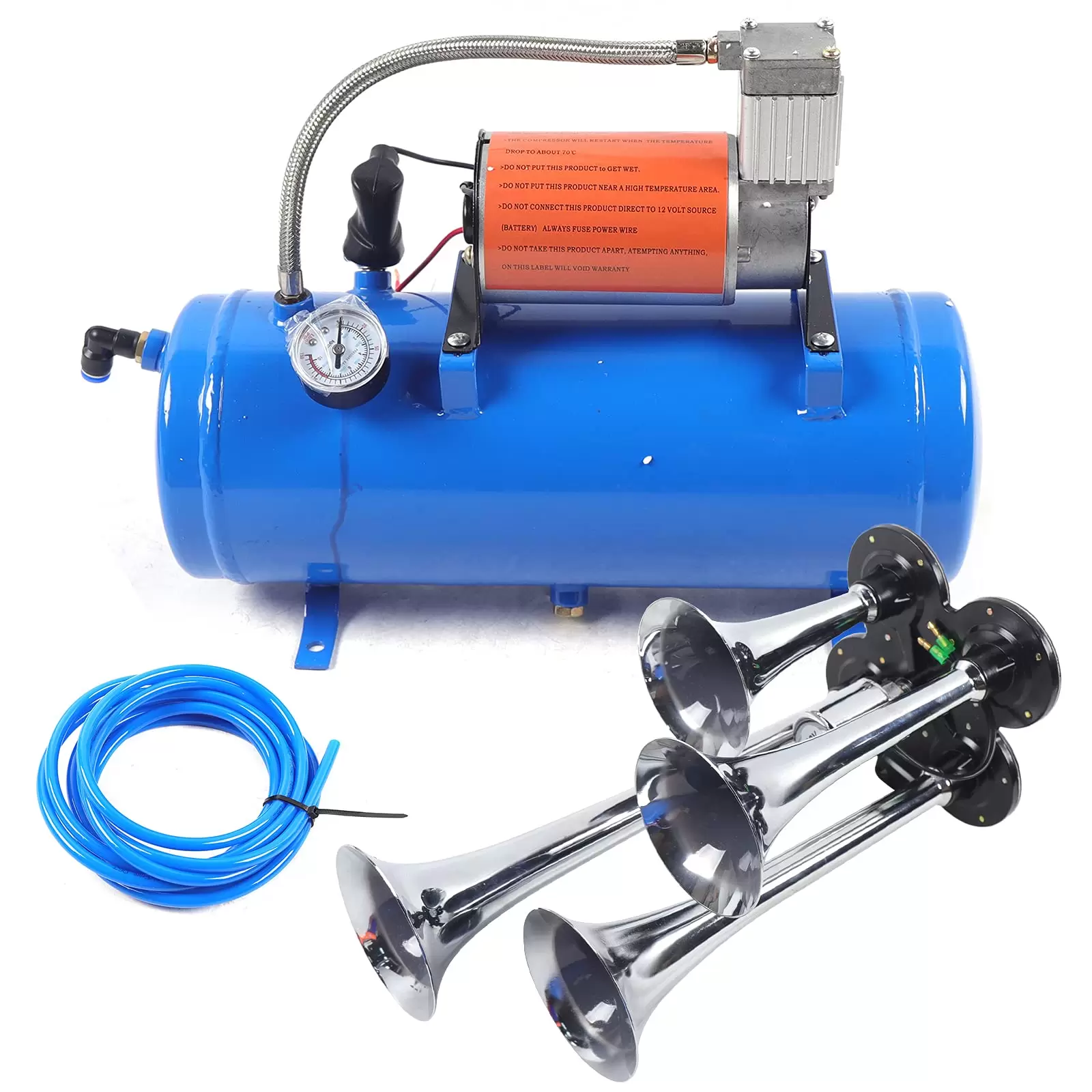 12V 6L Luftkompressor Kompressor Air Horn Kit 6 Liter mit 150 PSI  Luft Kompressor 4 Trompete