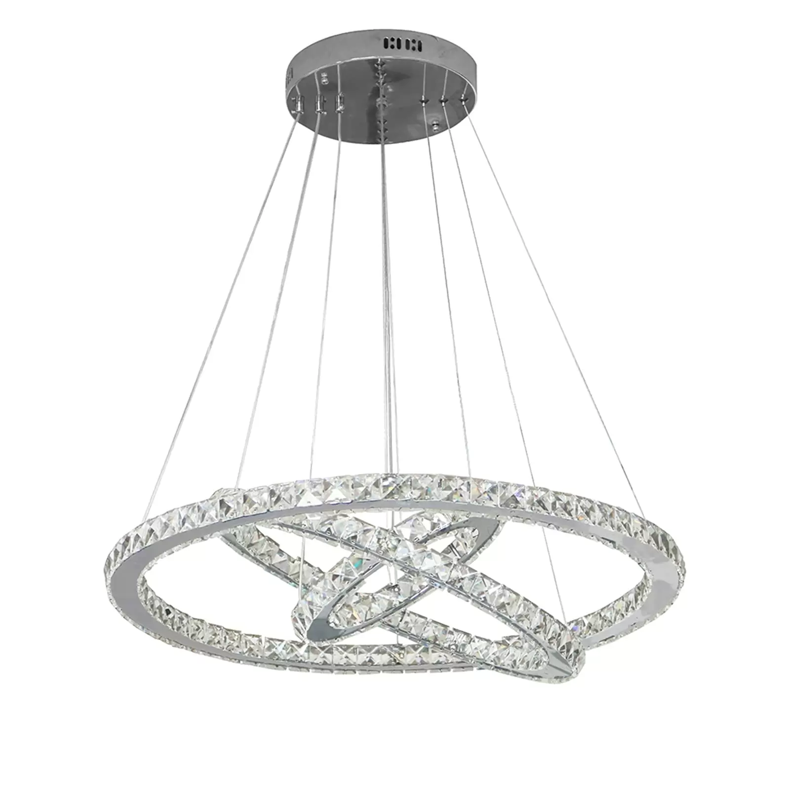 Kristall Hängelampe 3 Ringe LED Pendelleuchte Höhenverstellbar Hängelampe