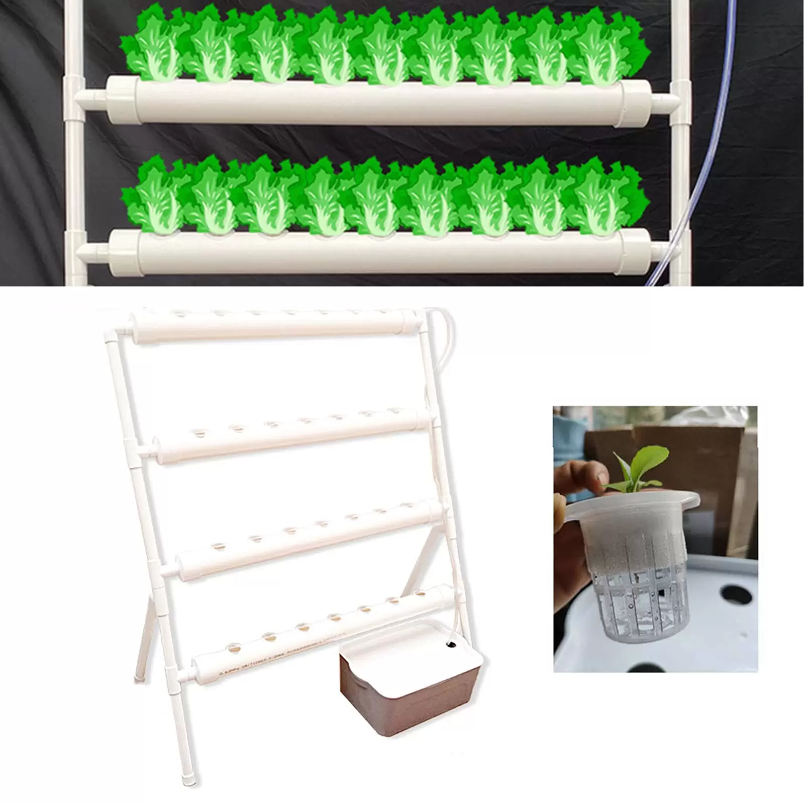 Hydroponisches System 36 Standorte 4 Rohre 36 Loch Hydroponic Site Grow Kit 32mm Hydroponic