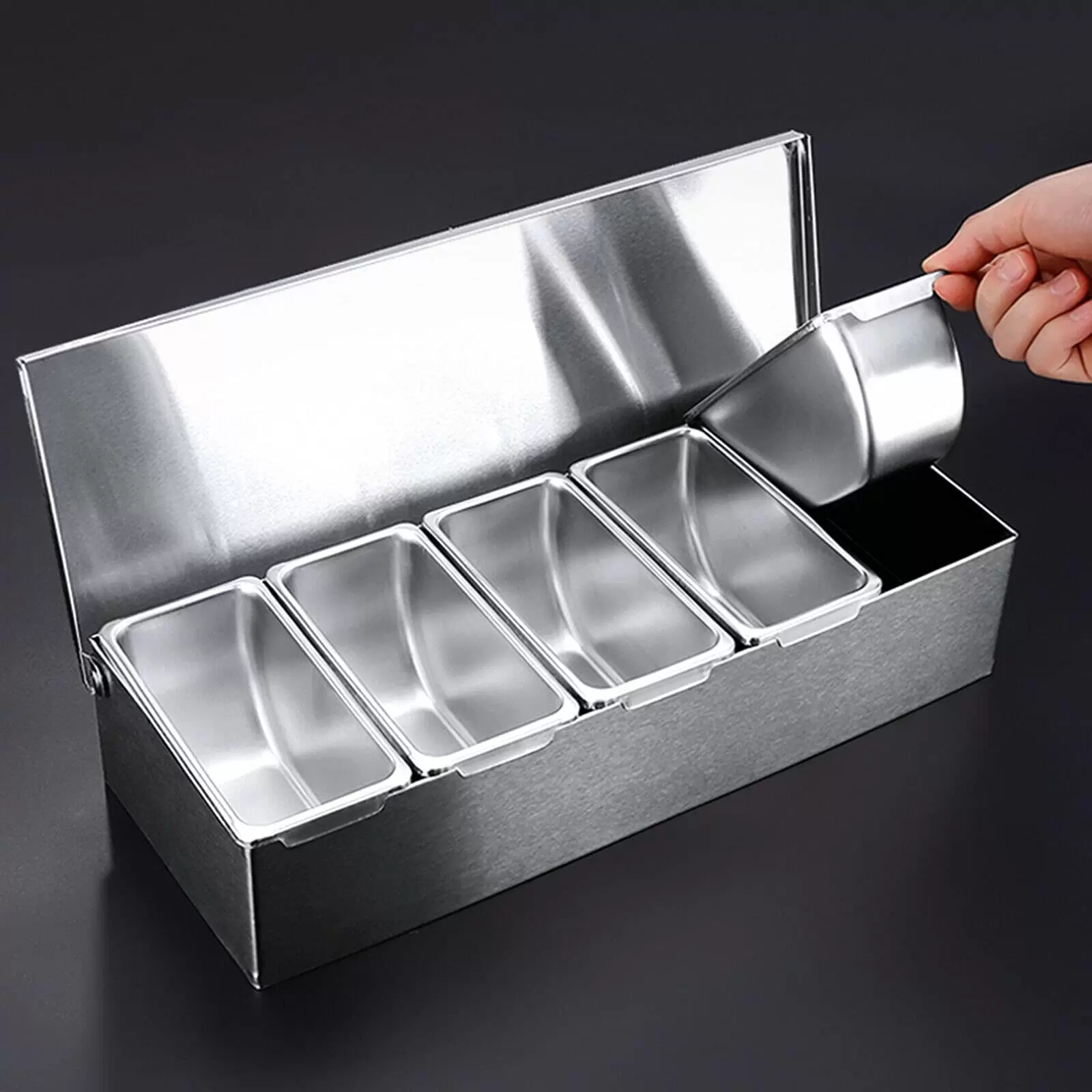 5 Stück Küche Gewürzbox Set mit Abdeckungen, Gewürzbehälter, Küchenutensilien Zutatenbehälter Edelstahl
