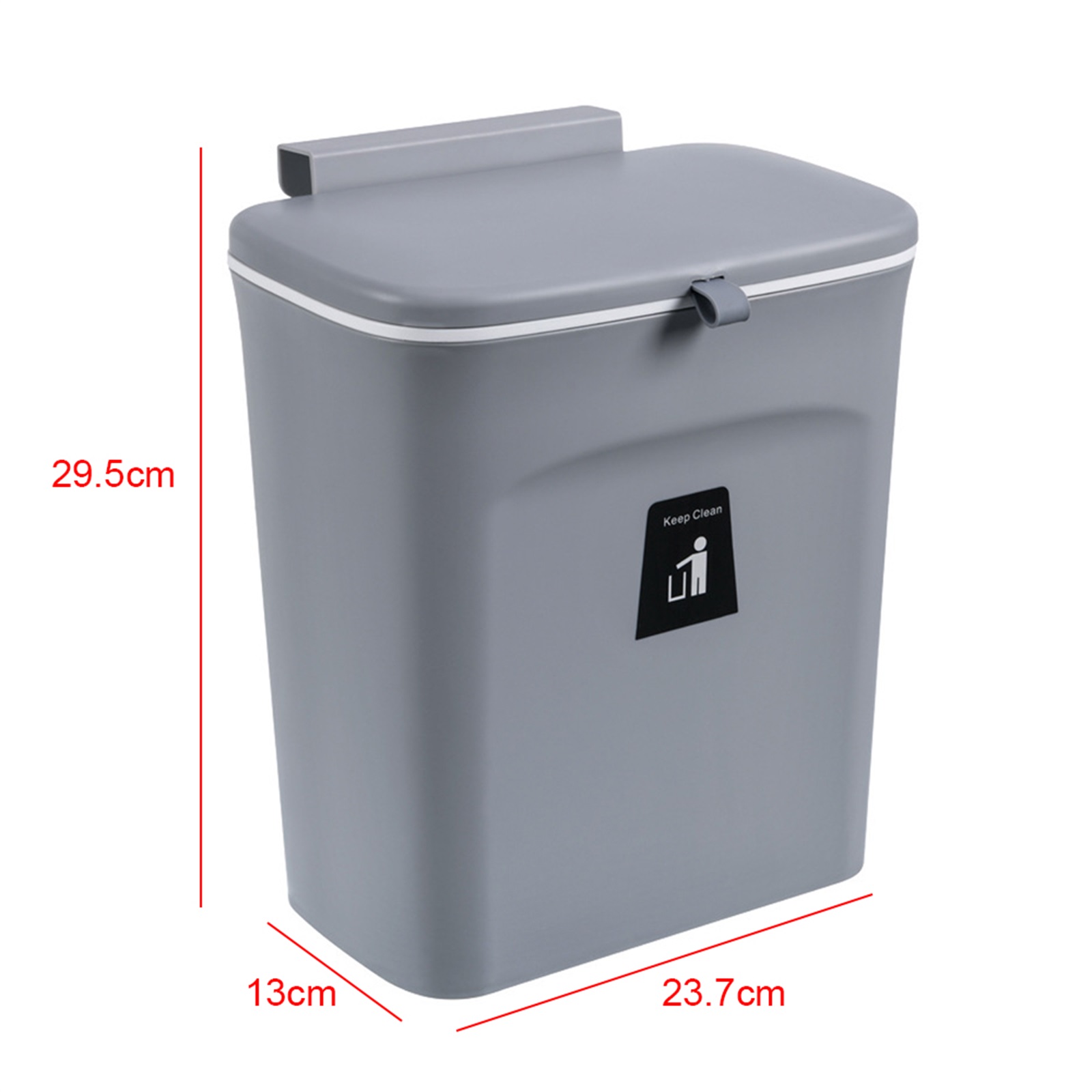 9L grijze vuilnisbak met schuifdeksel voor in de keuken, voor in de lade, de voorraadkast, de auto, de keuken, de badkamer, de slaapkamer en de woonkamer