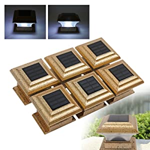 6x Solar Zaunpfosten Kappe LED Licht Außenleuchte Garten Beleuchtung Licht DHL