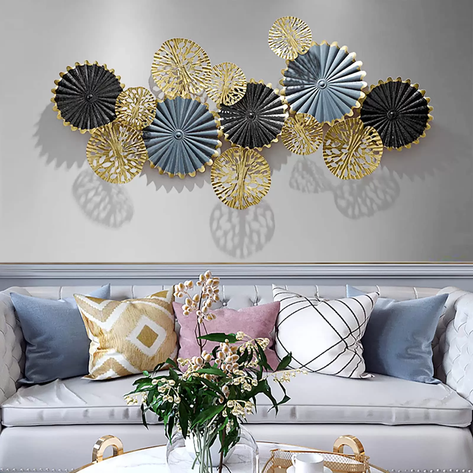 Wanddeko Metall Wandbild Wandkunst Dekor Nordischer Moderne Stil Für Zuhause Wohnzimmer Schlafzimmer (126*63cm)