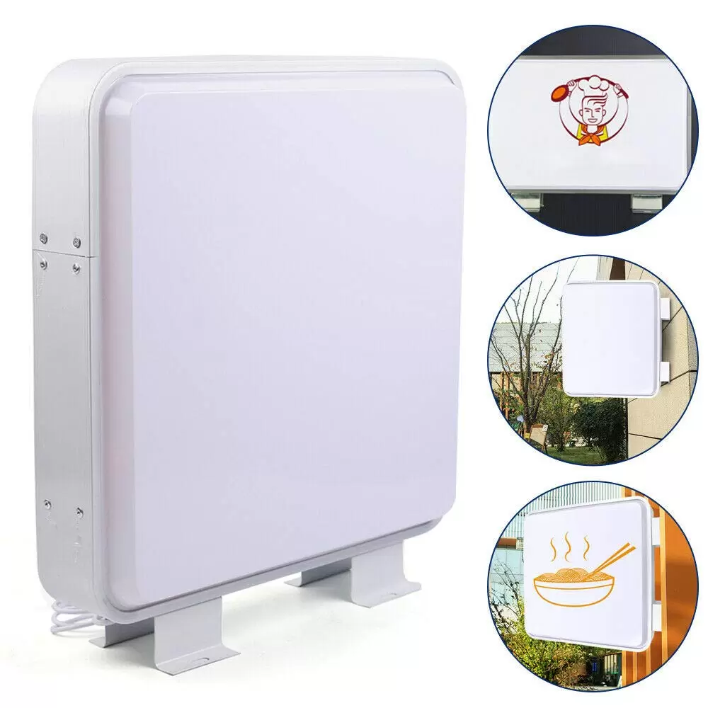 LED Leuchtkasten 55 x 55cm, Quadrat Doppelseitig Leuchtreklame, Blank Beleuchtet, Draussen Reklame Lampen aus Acryl 220V