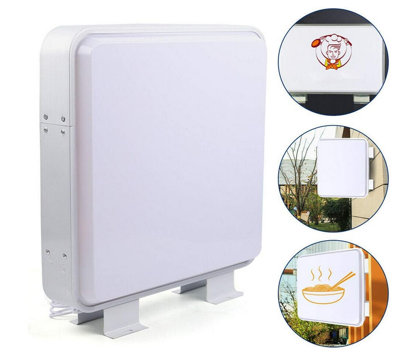 LED Leuchtkasten 55 x 55cm, Quadrat Doppelseitig Leuchtreklame, Blank Beleuchtet, Draussen Reklame Lampen aus Acryl 220V