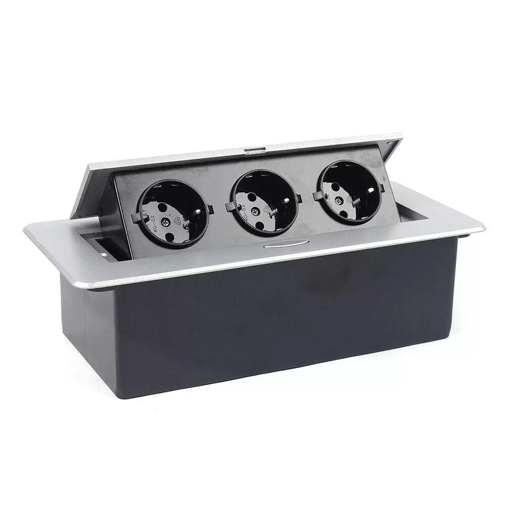 Mehrfachsteckdose 3 Fach Versenkbare Einbau-Tisch-Steckdose 3fach Küchensteckdose aus Aluminiumlegierung