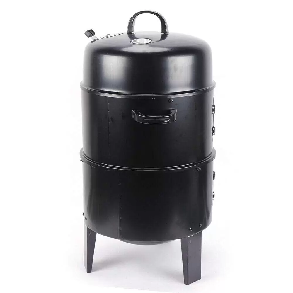 Multifunktionaler Räuchergrill 3in1 Geräucherter Grill Doppelschicht BBQ Holzkohlegrill w/Thermometer
