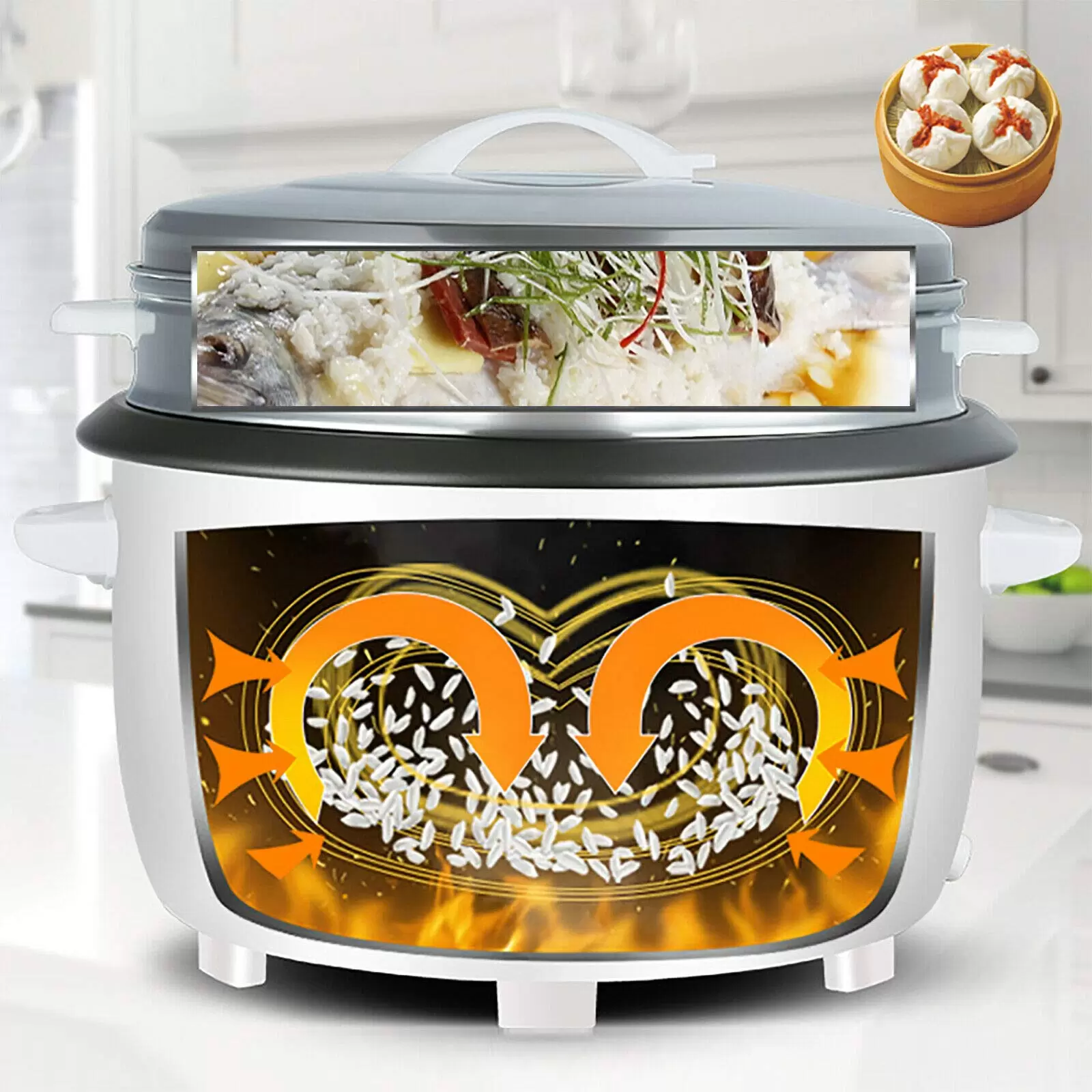 13 Liter 2 in 1 Reiskocher Multifunktion elektrisch Warmhaltefunktion Antihaft Reisgarer mit Dampfer Reisschaufel 13 Liter 2 in 1 Reiskocher Multifunktion elektrisch Warmhaltefunktion Antihaft Reisgarer mit Dampfer Reisschaufel