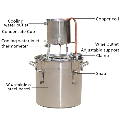 Destilliergerät,Edelstahl Destillieranlage Destille Alkohol WeinDestille Distiller Edelstahl 12L