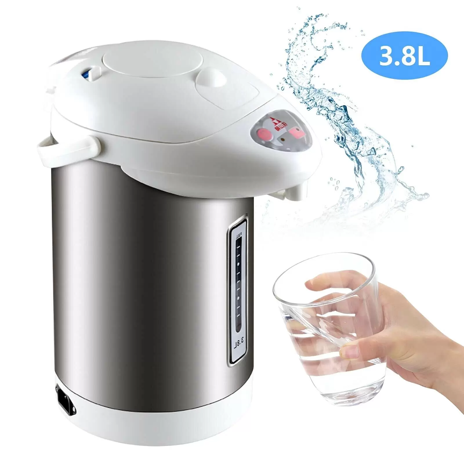 3.8L Edelstahl Elektrischer Heißwasserspender Wasserkocher Teekocher Thermoskanne 750W