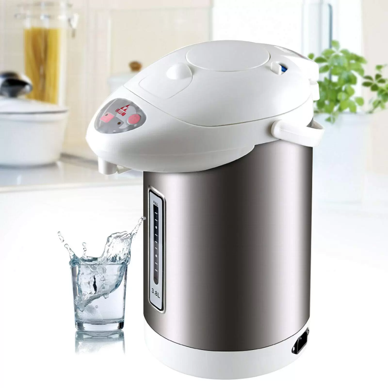3.8L Edelstahl Elektrischer Heißwasserspender Wasserkocher Teekocher Thermoskanne 750W