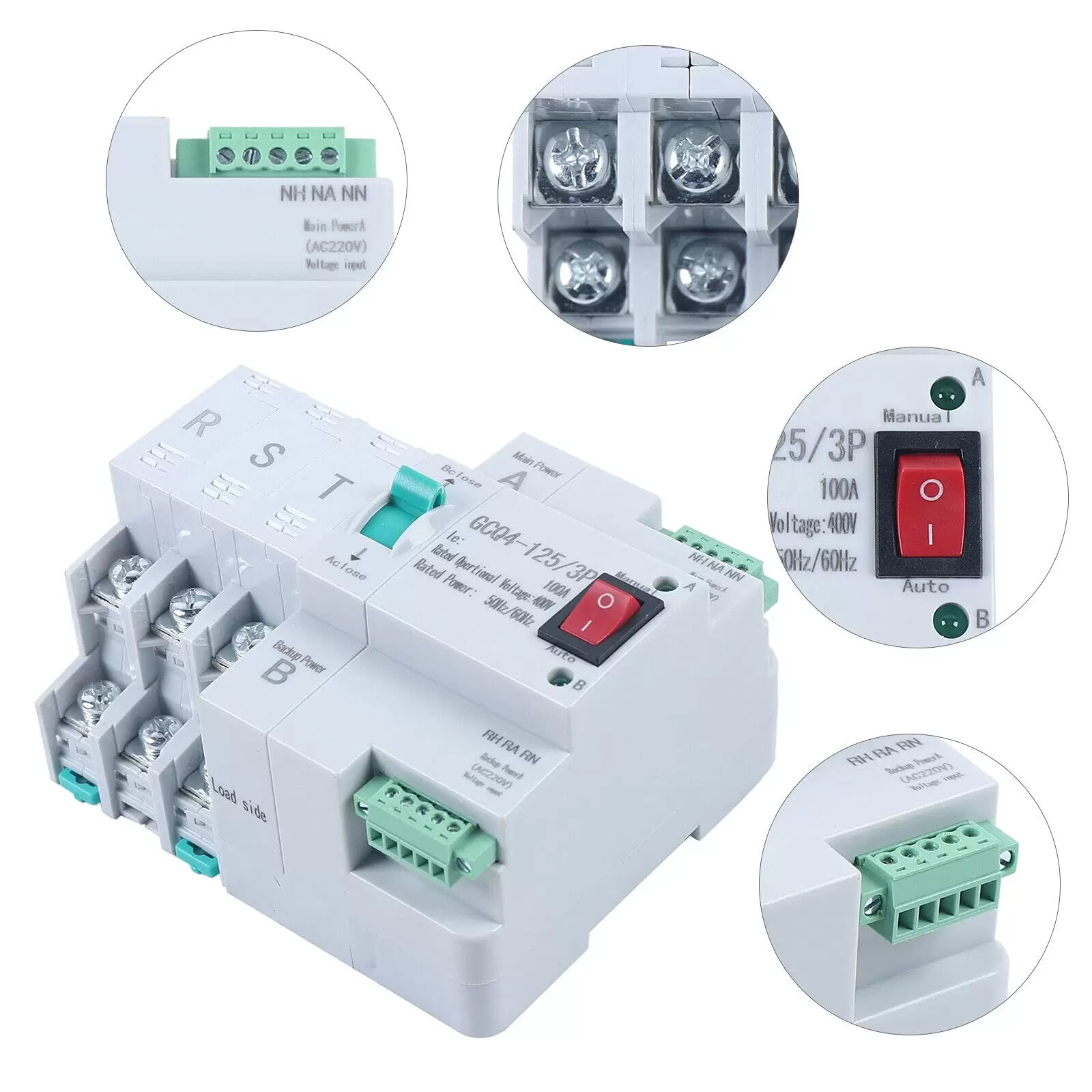 CNCEST 3P 100A 230V AC Schienen Installation MINI Dual Power Automatic Transfer Switch