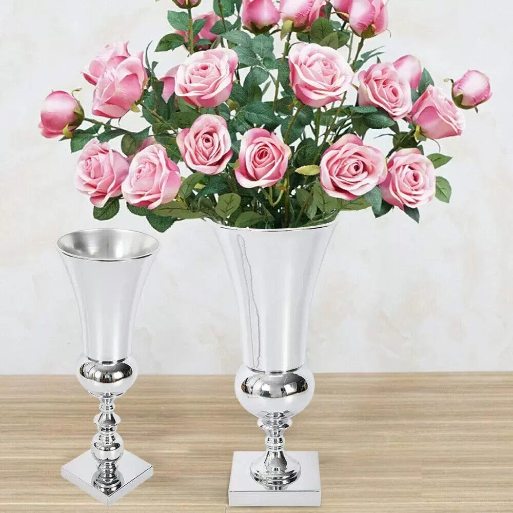 CNCEST 50cm Blumenvase Dekovase für Zuhause und Hochzeit Silber