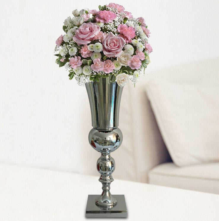 50cm Blumenvase Dekovase für Zuhause und Hochzeit Silber