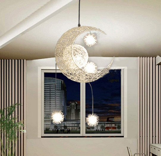 Deckenlampe Leuchte Kinder Mond LED Hänge Lampe Kreative Zimmer Kronleuchte Pendelleuchte