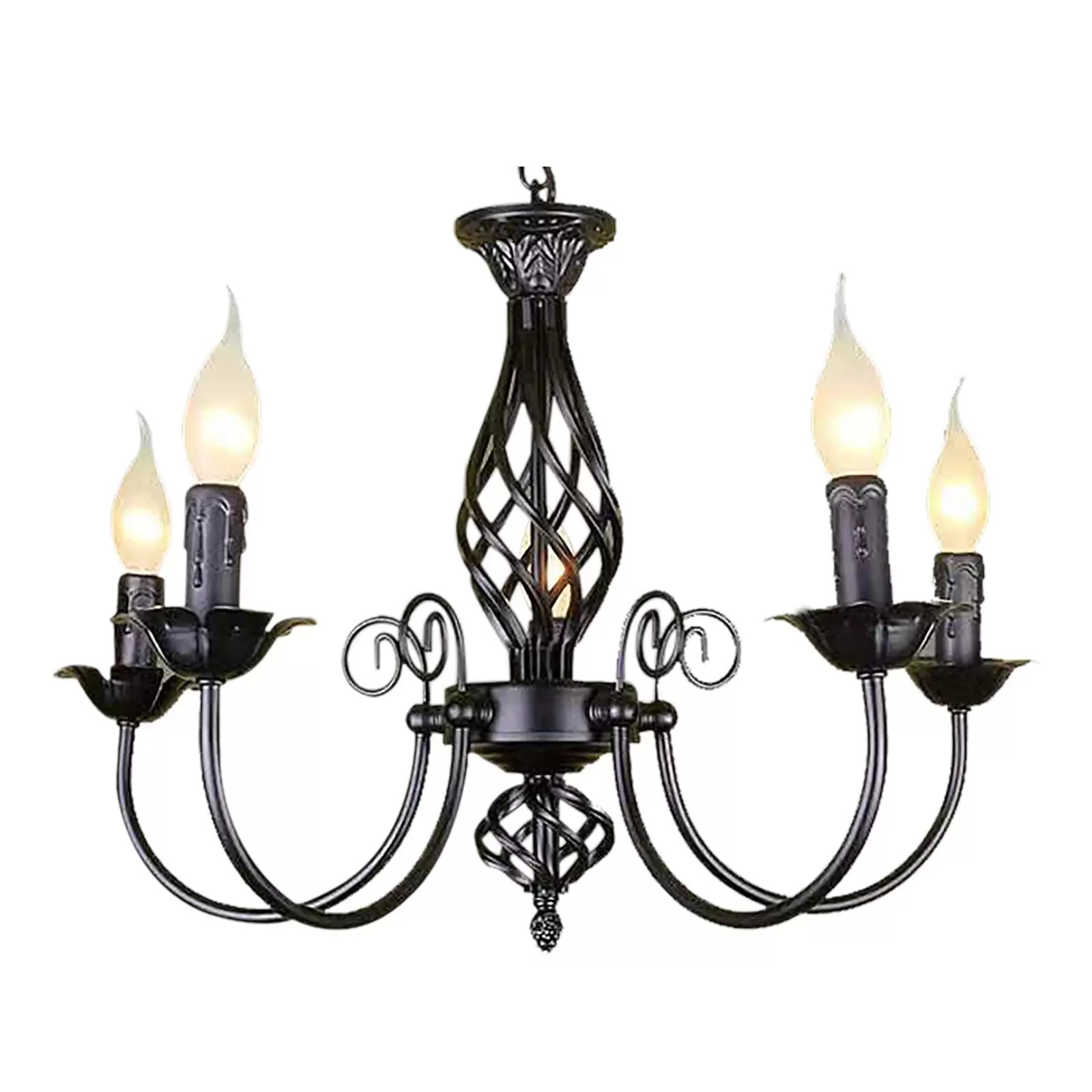5 Flammen LED  Vintage Deckenlampe Kronleuchter Energiesparkerze