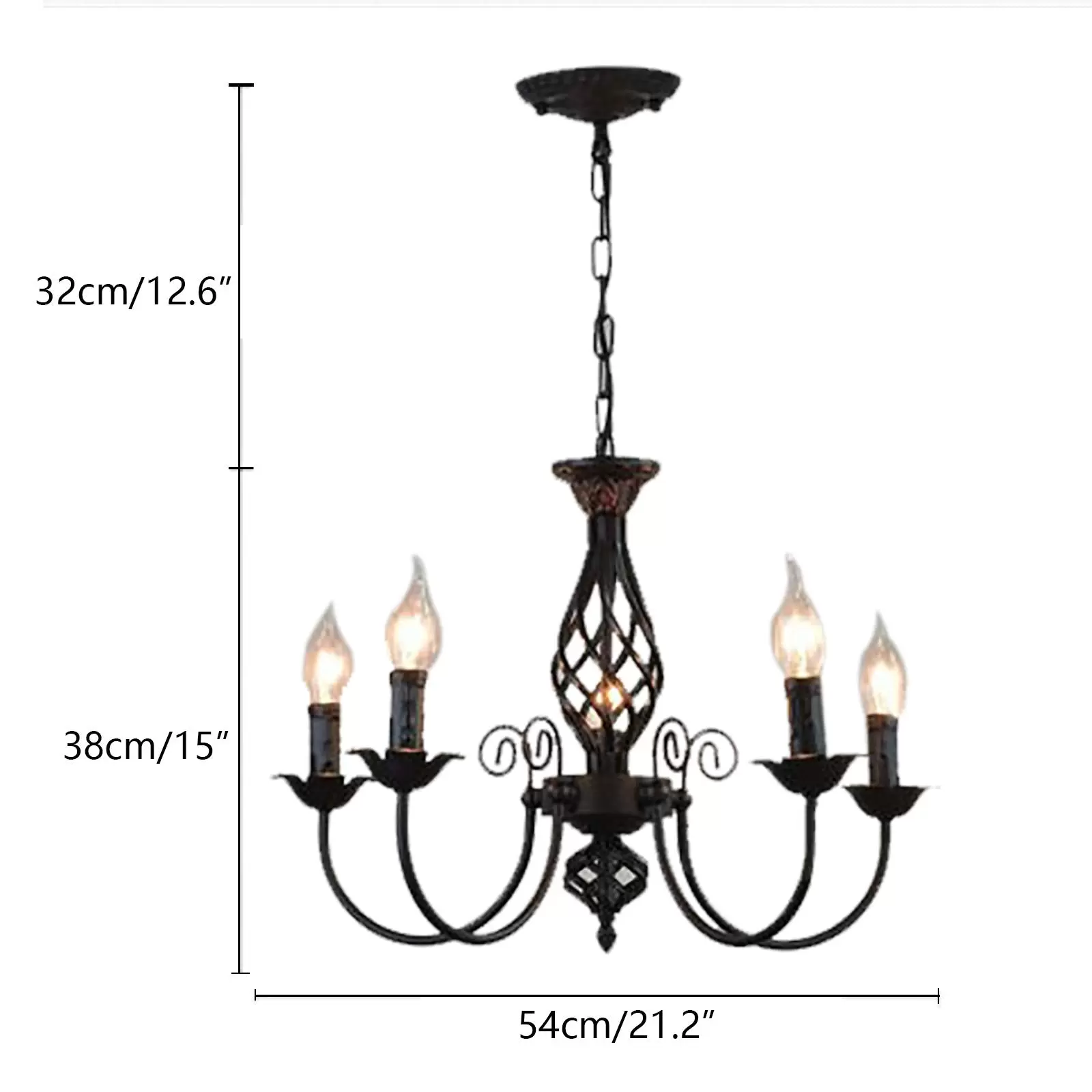 5 Flammen LED  Vintage Deckenlampe Kronleuchter Energiesparkerze